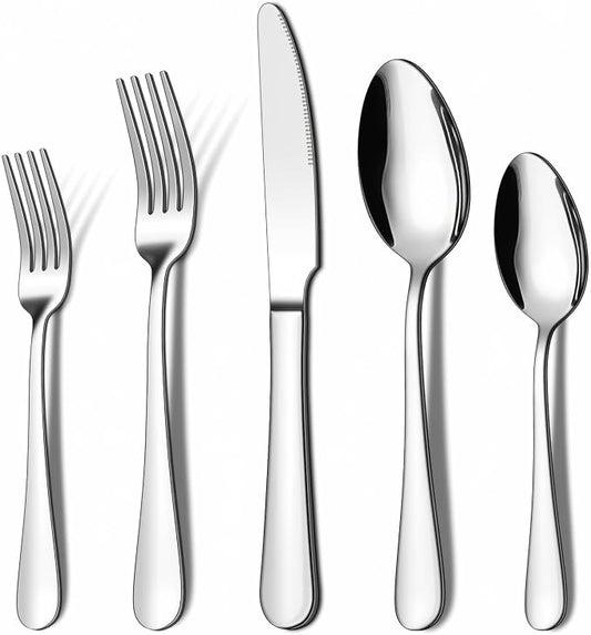 20 Piece Silverware Set, ENLOY Stainless Steel Flatware Cutlery Set, Kitchen Utensil Set Service for 4, Include Knife Fork Spoon, Mirror Polished, Dishwasher Safe