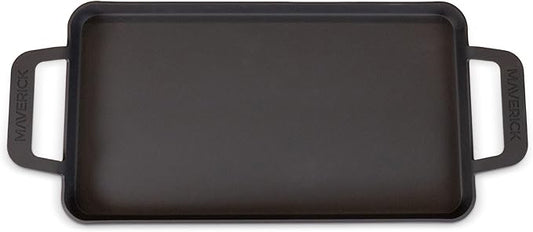 Maverick 22-Inch Preseasoned Carbon Steel Griddle, 4mm Heavy-Duty Flat Top Grill Pan with Raised Edges & Integrated Handles