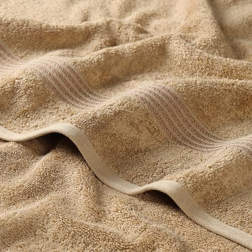 Superior 100% Long Staple Combed Cotton Face Towels, 10 Piece, Toast