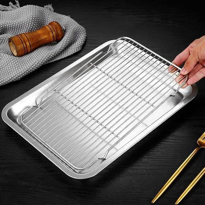 Non Stick Roaster Pan Turkey Roasting Pan with Rack Broiler Pan for Hams Chickens 14.1"* 10.6"*0.78"