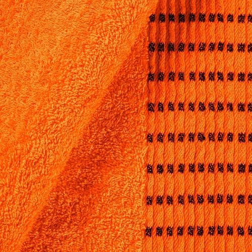 BELIZZI HOME Ultra Soft 3 Pack Cotton Towel Set, Contains a Bath Towels 28x55 inch, a Hand Towels 16x24 inch & a Wash Cloths 12x12 inch, Ideal Everyday use, Compact & Lightweight - Orange