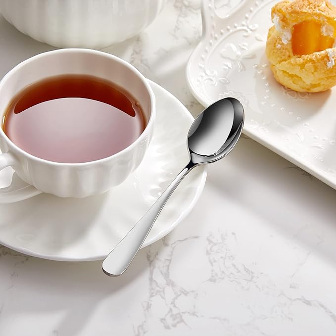 KEAWELL Premium Louise Small Spoons, 18/10 Stainless Steel, 5.6-Inch Mini Dessert & Tea Spoon, Set of 6, Dishwasher Safe (5.6 inches, 6)