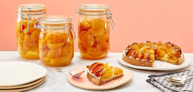 Le Parfait Super Jar 750mL (24oz) French Glass Preserving Jar w/Airtight Rubber Seal & Wire Bail Closure - BPA-Free Canning Jar for Pickles, Fruit, Sauce & Food Storage - Made in France Since 1930 1PK