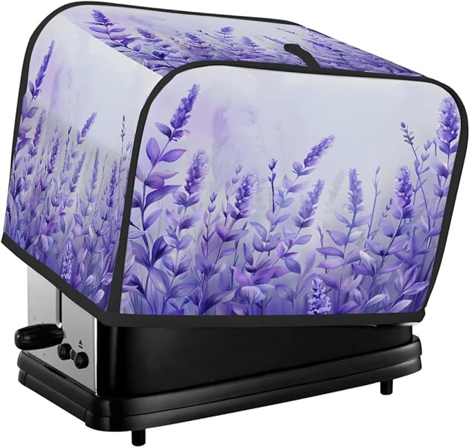 Flower Lavender Toaster Cover 2 Slice Wide Slot Washable Toaster Covers | Purple Art Dust and Fingerprint Protection Bread Maker Covers for Kitchen Accessories Decor Bakeware Women Gift