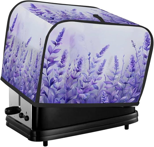 Flower Lavender Toaster Cover 2 Slice Wide Slot Washable Toaster Covers | Purple Art Dust and Fingerprint Protection Bread Maker Covers for Kitchen Accessories Decor Bakeware Women Gift