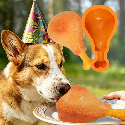 KOLUTI Dog Birthday Cake Silicone Mold, Chicken Drumstick Shape Treat DIY Baking Pan Maker, Nonstick Food Grade Tray for Pets, Fun Gift Dogs Lover, 6.1 x 3.7 x 2.4 inches