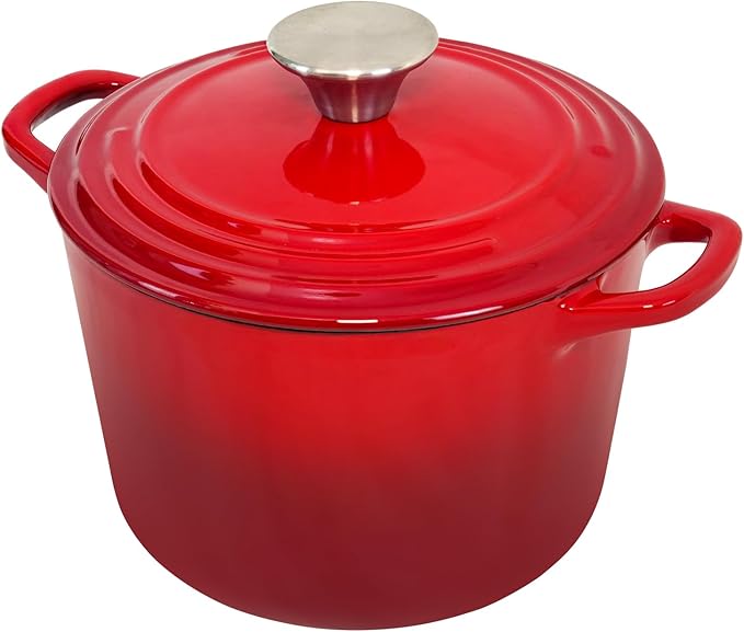 Flavehc Dutch Oven Pot with Lid 2.8 Qt Cast Iron Dutch Oven for Bread Baking, Red Enameled Cast Iron Soup Pot, Small Deep Dutch Oven for Soup, Stews & Small Family Meals