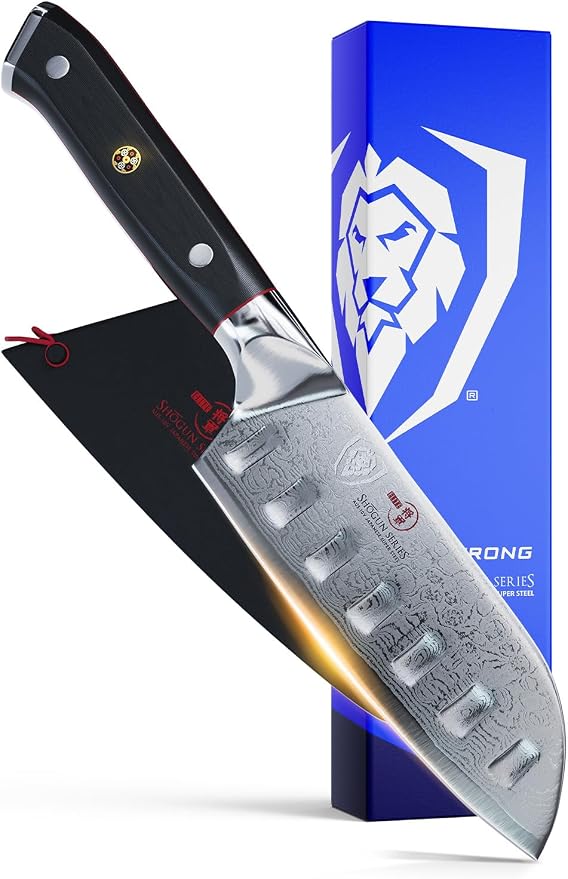 Dalstrong Santoku Knife - 5 inch - Shogun Series Elite - Japanese AUS-10V Super Steel Kitchen Knife - Black G10 Handle - Vegetable Knife - Damascus Layered - Vacuum Heat Treated - Sheath Included