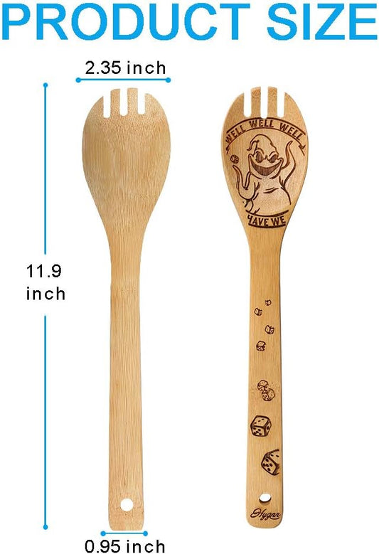 Halloween Idea Utensil Burned Wooden Spoons Set House Warming Wedding Present Slotted Spoon 5 Piece SpoonSet