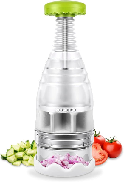 Vegetable Chopper Food Chopper, Veggie Cutter Manual Hand with Stainless Steel Blades & Soft Non-Slip Grip, Slap Onion Chop for Veggies Onions Garlic Nuts Salads - Dishwasher-safe