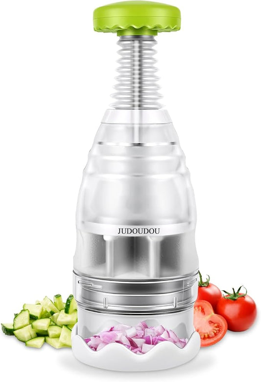 Vegetable Chopper Food Chopper, Veggie Cutter Manual Hand with Stainless Steel Blades & Soft Non-Slip Grip, Slap Onion Chop for Veggies Onions Garlic Nuts Salads - Dishwasher-safe