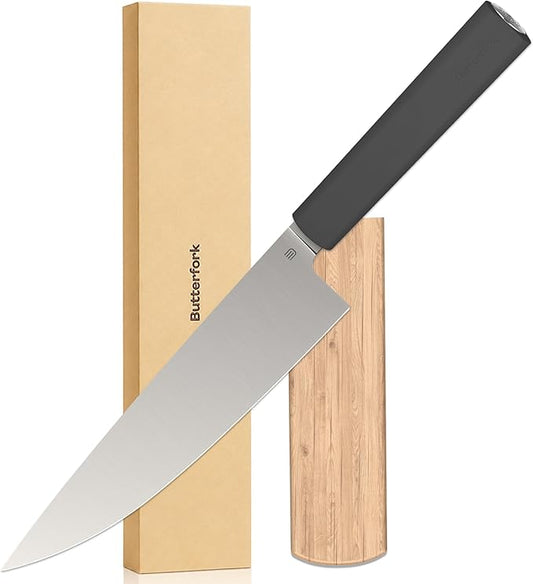 8 Inch Chef Knife, AR-RPM9 Steel & Ergonomic Handle Cooking Knife, Ultra Sharp Professional Kitchen Knife with Oak Sheath, Gift for Home Chefs
