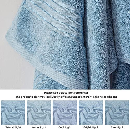 COZYART Luxury Hand Towels 4 PCS, Light Blue 100% Turkish Cotton 650 GSM