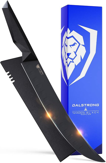 Dalstrong Butcher Knife - 10 inch - Shadow Black Series - Black Titanium Nitride Coated - High Carbon 7CR17MOV-X Vacuum Treated Steel - Breaking Kitchen Knife - Sheath - Slicing Knife - NSF Certified