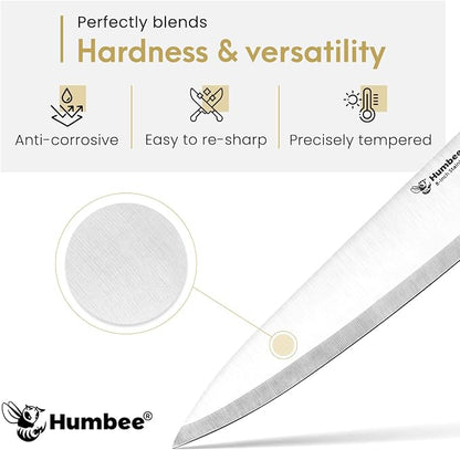 8-Inch Chef Knife – Full Tang Razor-Sharp High Carbon Stainless Steel Blade – Hollow Grind Edge – Ergonomic Grip Handle – Professional Kitchen Knife, Black