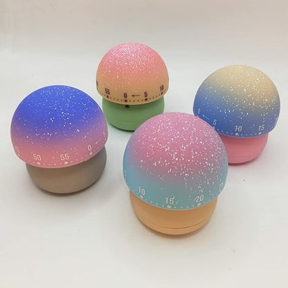 Mechanical Kitchen Timer, Cute Mushroom Timer for Kids, Wind Up 60 Minutes Manual Countdown Timer for Classroom, Home, Study and Cooking (Pink Base)