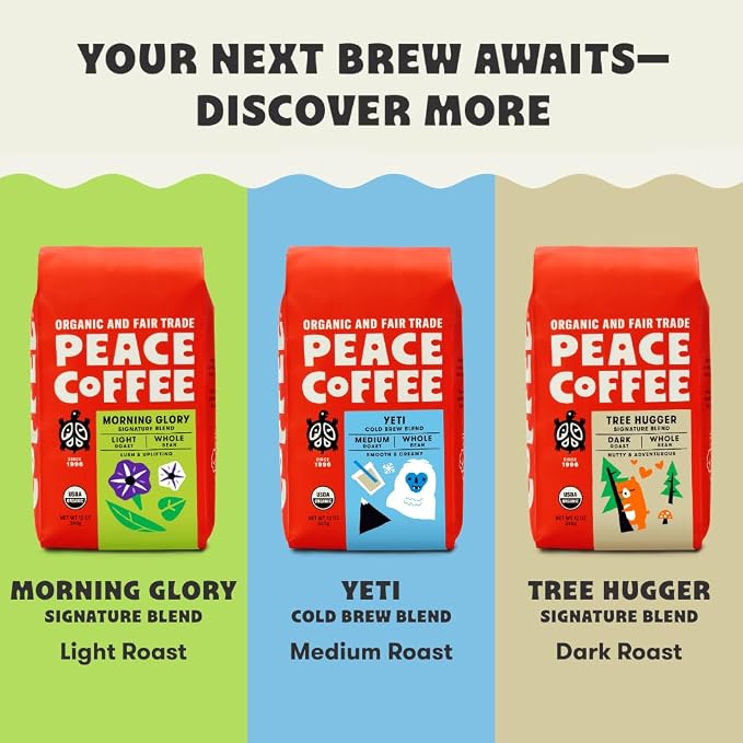Peace Coffee Twin Cities Signature Blend Dark Roast Whole Bean Coffee, 5 lb, Organic Fair Trade, Nutty, Bold Flavor, Shade Grown, Fresh Roasted
