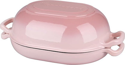 VORRINGARD Enameled Cast Iron Sourdough Bread Oven, Dutch Oven, Loaf Cast Iron Bread Pan for Homemade Bread Baking, Meatloaf Pan with Lid, 7QT, Pink