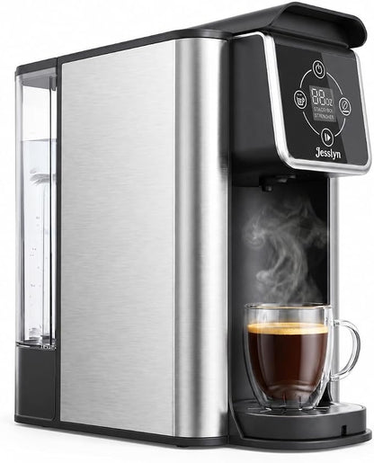 Jesslyn 3 in 1 Single Serve Coffee Maker, K Cup Pod & Ground Coffee Machine with Loose Leaf Tea Filter, 52 oz Removable Reservoir, 6-14 oz Brew Sizes, Bold Brew, Auto Clean, Silver