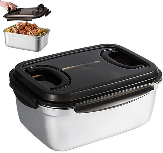 Stainless Steel Food Storage Container – 7500 ML / 254 oz / 32 Cup Large Airtight Meal Prep Container for Roasting Turkey, Chicken, Casserole, Fruits & Parties