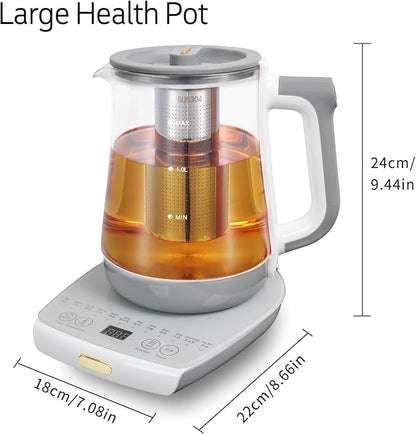 Health Pot Electric Kettle with Infuserand stew pot,Smart Fruit Hot Tea Maker, Temperature Control and Tea Keep Warm, 12 Functional Procedures, 1.8 Liters of Capacity