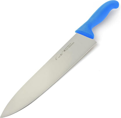 CURTA 12-inch Commercial-Grade Chef's Knife, NSF Listed, Ergonomic, Non-slip Blue Handle, High Carbon 420 Stainless Steel Forged Blade Straight Edge, Dishwasher Safe, Rust Proof