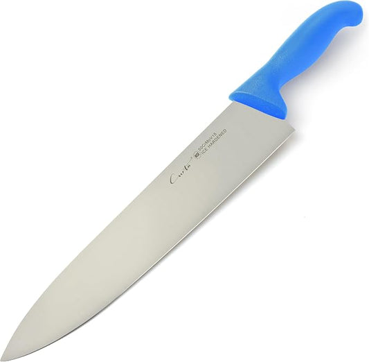 CURTA 12-inch Commercial-Grade Chef's Knife, NSF Listed, Ergonomic, Non-slip Blue Handle, High Carbon 420 Stainless Steel Forged Blade Straight Edge, Dishwasher Safe, Rust Proof