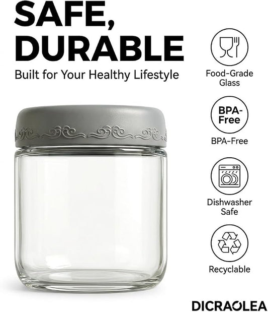 10 oz 4Pack Glass Overnight Oats Jars Containers with Airtight Leakproof Lids, Reusable Mason Jars for Meal Prep, Yogurt Parfaits, Smoothies, Salads & Healthy Breakfasts (10 OZ-4-2)