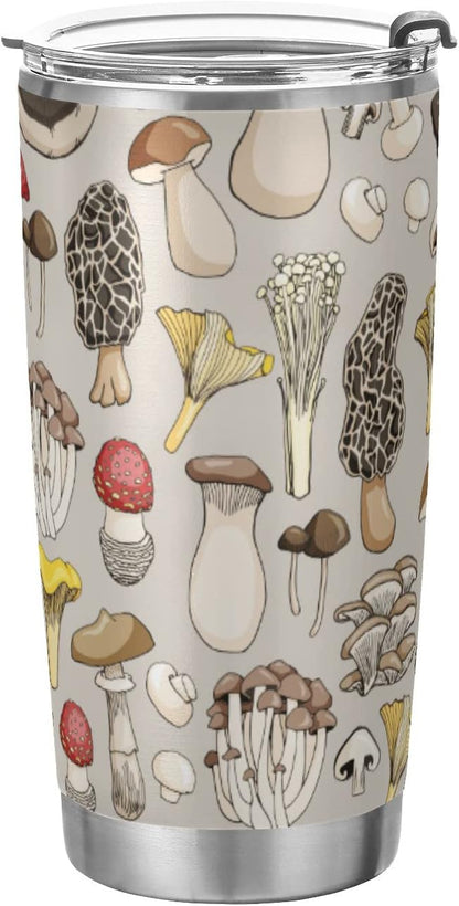 Tumbler Mushroom Toadstool Insulated Coffee Cup Beverage Container Travel Mug with Straw and Lid Double Wall Stainless Steel 20oz Holiday Gift