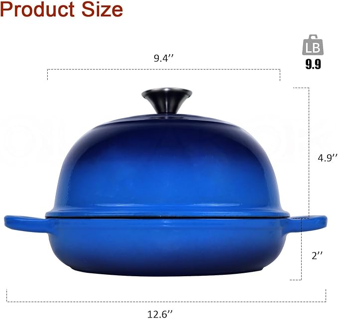 Dutch Oven for Bread Baking Bread Oven for Sourdough Bread Baking, Enameled Cast Iron Dutch Oven Pot with Lid 5 qt Cast Iron Bread Pan, Blue