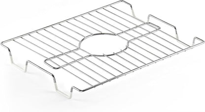 DecorRack Sink Protector for Kitchen Sink, 16" x 13" Metal Dish Drying Rack, Grate with Center Drain, Protects from Stains, Scratches, Dishwasher Safe, Large Size (2 Pack, Chrome)