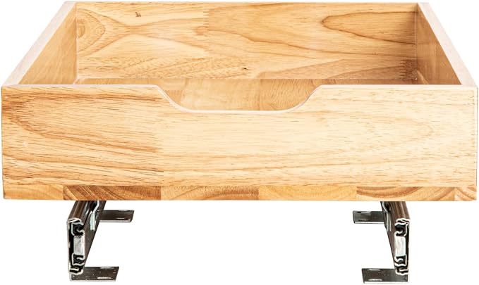 Household Essentials Natural Wood and Steel Pull-Out Organizer with Rustic Brushed Finish