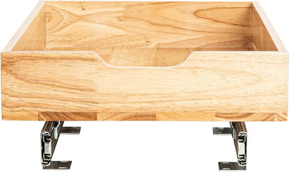Household Essentials Natural Wood and Steel Pull-Out Organizer with Rustic Brushed Finish