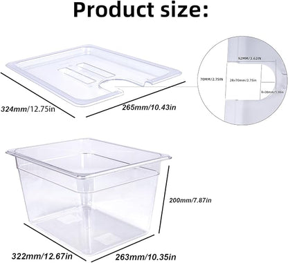 12 QT Large Sous Vide Container With Lid, Sous Vide Tub Kit Compatible with Wancle Anova, Joule, Instant Pot Sous Vide Cookers for Home Chefs Professional Use (12 qt no rack)