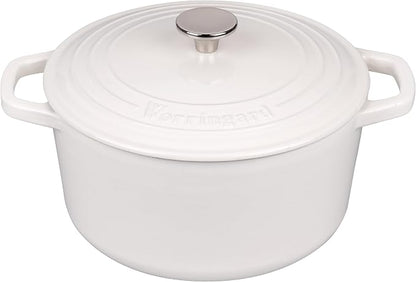 VORRINGARD Enameled Cast Iron Dutch Oven Pot with Lid, for Bread Baking, Round Bread Oven- include Sourdough Bread Baking Supplies Set, 6QT, White
