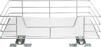 Household Essentials Brushed Steel Pull-Out Pantry Organizer with Plastic Liner, Nickel Finish