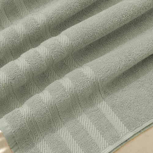 Hearth & Harbor Bath Towels for Bathroom - 100% Ring Spun Cotton Luxury Bathroom Towels - Soft & Highly Absorbent Bath Towels Set, 6 Piece Set, Sage Green