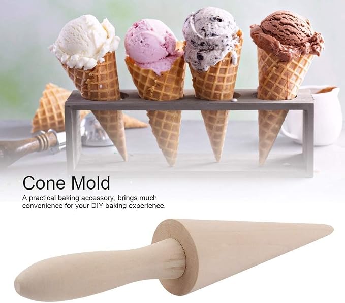 Wood Cone Roller Pizzelle Roller Krumkake Ice Cream Cone Roller Mold Natural Waffle Cone Roller Wooden Mini Waffle Cones Pastry Decorating Baking Pastry Tool Cone Mold Pizzelle Makers Pastry Roller