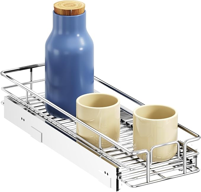 ROOMTEC Pull Out Cabinet Organizer, Pull Out Shelves 5½" W x 21½" D, Heavy Duty Cabinet Drawers Slide Out Kitchen Organizers Storage Shelf
