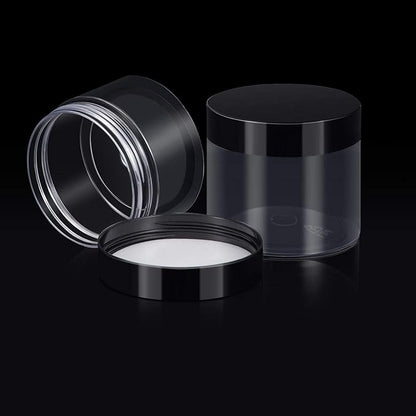 SATINIOR 24 Pieces Empty Clear Plastic Jars with Lids Round Storage Containers Wide-Mouth for Beauty Product Cosmetic Cream Lotion Liquid Butter Craft and Food (Black Lid, 6 oz)