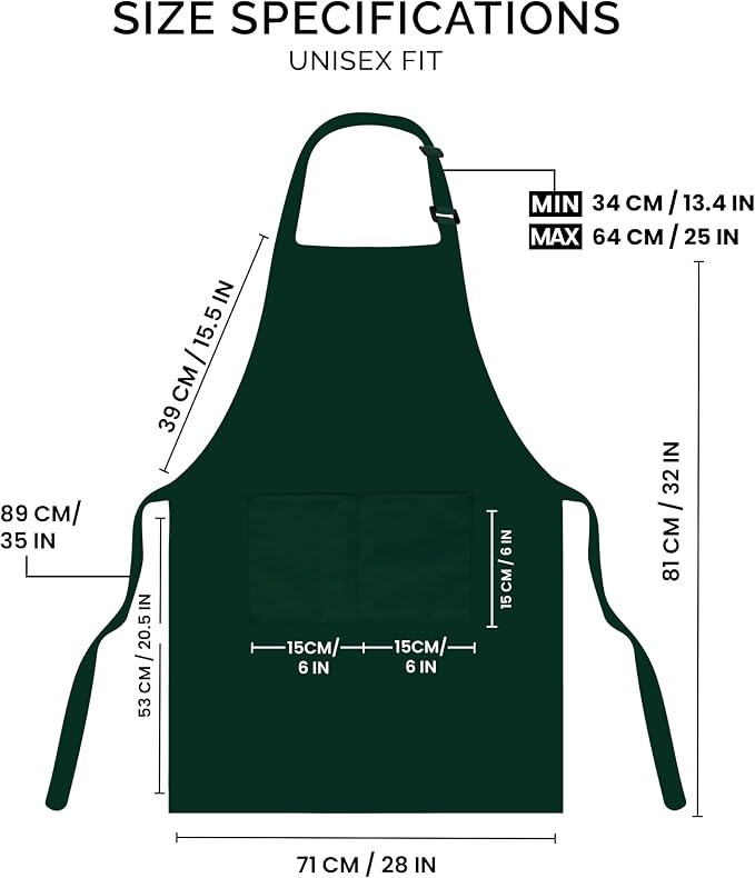 Utopia Kitchen 2 Pack Bib Apron, Adjustable with 2 Pockets, Water and Oil Resistant, Cooking Kitchen Chef Apron for Women Men
