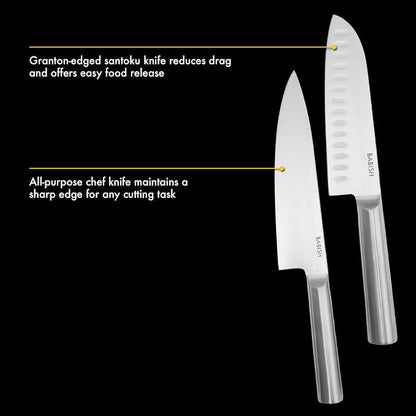 Babish High-Carbon 1.4116 German Steel 15 Piece Full Tang Forged Cutlery Kitchen Knife Block Set - Stainless Steel