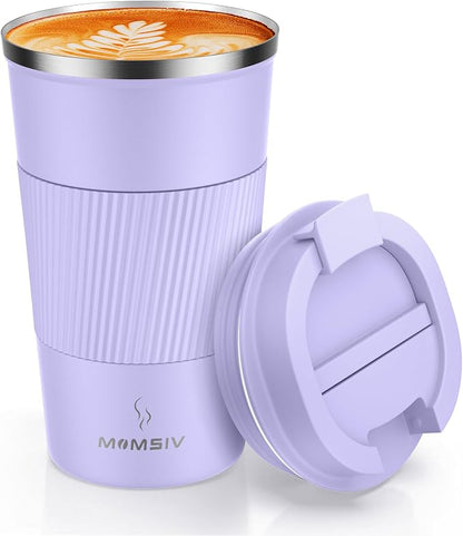 MOMSIV 17oz Travel Mug, Insulated Coffee Cup with Leakproof Lid, Travel Coffee Mug Vacuum Stainless Steel Double Walled Reusable Coffee Cup for Hot and Cold Water Coffee