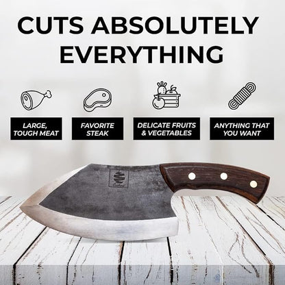 COOLINA Alpha Duo Knife Set - Lixy Cleaver & Tungsten XL Chef Knife, Hand-Forged High-Carbon Steel, Razor-Sharp, Full Tang, Ergonomic Handle