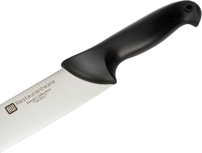 Restaurantware Sensei 10 Inch Chef Knife 1 With Colored Coded Pins Kitchen Knife - High-Carbon Stain-Resistant Black German Steel Meat Knife Ergonomic Handle