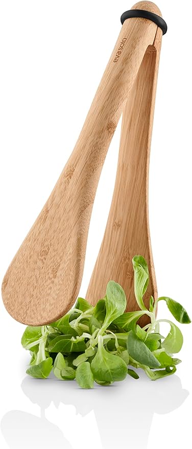 EVA SOLO | Nordic Kitchen Salad Tongs | Practical and Stylish Serving Tongs Made of Bamboo and Silicone Ring | Easy Storage | Bamboo