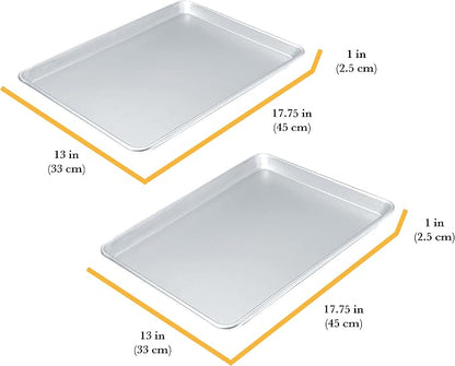 Chicago Metallic Professional Non-Stick Cookie/Jelly-Roll Pan Set with Cooling Rack, 17-Inch-by-12.25-Inch and Chicago Metallic Commercial II Traditional Uncoated 16-3/4 by 12-Inch Jelly-Roll Pan