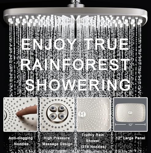 Rain Shower Head with Handheld Showerhead, Nickel 1.75GPM 460311