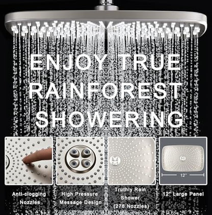 Rain Shower Head with Handheld Showerhead, Nickel 1.75GPM 460311