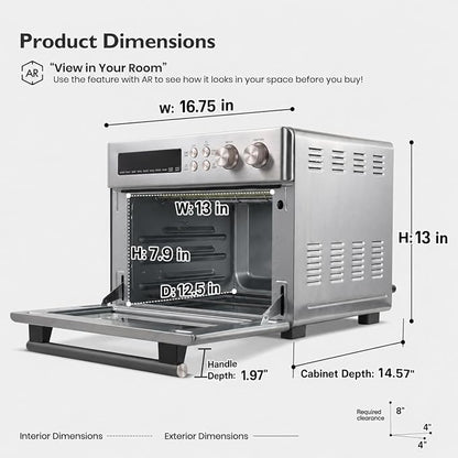VAL CUCINA 26.3 QT Limited Edition Happy Pink Infrared Heating Air Fryer Toaster Oven, Large Countertop Convection Oven 10-in-1 Combo, 6-Slice Toast, Enamel Baking Pan Easy Clean with Recipe Book